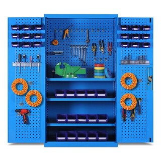 Wanzun heavy-duty tool cabinet + hook parts box set blue four-layer storage cabinet hardware storage and organization cabinet construction period 3 days