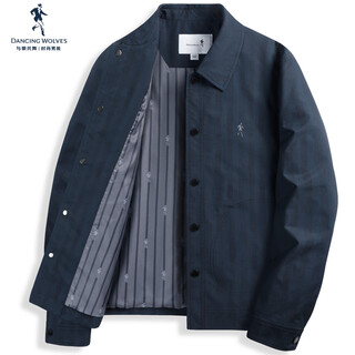 Dances with wolves texture dark pattern lapel jacket men's 2025 autumn and winter new men's coach casual windproof jacket 1030 dark blue 102 l (175)