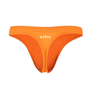 Orlvs modal men's thong bikini single butt lift, no need to take off, sexy slim waist small triangle solid color t-pants orange 1 piece m recommended 45-55kg