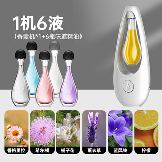 Double-child aromatherapy machine, automatic fragrance machine, household bedroom fragrance machine, toilet and bathroom deodorizing artifact, deodorizing fragrance diffuser, aromatherapy machine + 6 bottles of essential oil, 6-flavor essential oil