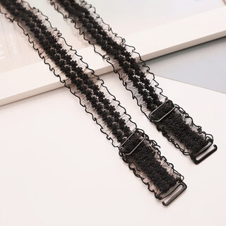 Miduer lace underwear wide shoulder straps women's seamless sexy transparent non-slip buckle can be exposed versatile bra accessories lace straps black (lace shoulder straps)