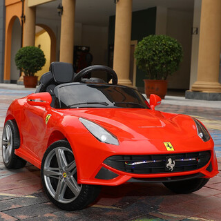 Qiyu ferrari children's car four-wheel electric car that can seat children sports car remote control car with music swing function red bluetooth remote control dual drive swing