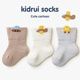 Xiderui baby socks spring and autumn pure cotton 0-march newborn newborn socks socks fat baby boneless fetal socks (car) 3 pairs xs (recommended foot length 8-10cm) 0-6 months