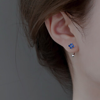 Idel 925 silver four-leaf clover earrings for women 2025 new style trendy simple earrings screw-buckle temperament small earrings blue flower earrings e0103