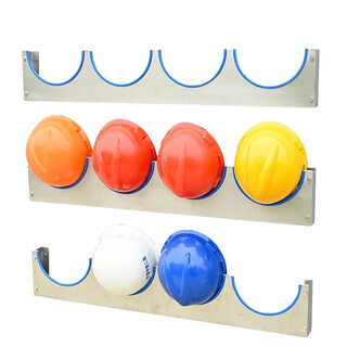 Safety helmet rack wall-mounted storage helmet rack display rack stainless steel wall-mounted rack construction site display rack customized stainless steel 3 grid