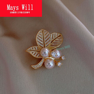 Mays will brooch pearl butterfly high-end rhinestone women anti-exposure petals pearl gold-brooch