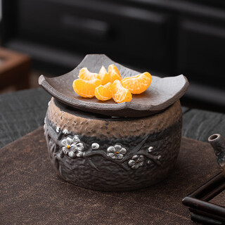 Jisu hanmei coarse pottery stove roasting tea set for home indoor and outdoor small retro tea set can be heated by open flames for tea making gilt stove set bottom stove + baking dish + spoon no specifications
