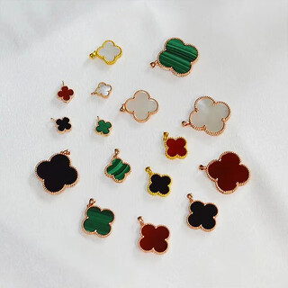 18k gold four-leaf clover pendant color gold rose gold gold necklace au750 clavicle chain as a birthday gift for girlfriend 10mm red agate 18k gold rose gold (single pendant)