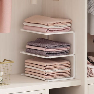 Wang xing and yue wardrobe rack storage layered artifact dormitory goods clothing partition wardrobe space transformation clothes partition rack two packs stacked model-white large size