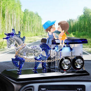 Yuhua car ornaments, car perfume, new carriage ornaments, complete collection of car center console decorations, blue horse + lover (free perfume, anti-slip mat)