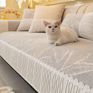 Guiyun light luxury high-end sofa cushion chenille for all seasons 2025 new anti-slip leather cushion sofa cover cover gy-qianying-grey 90*70cm (backrest/armrest)