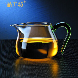 Yipin workshop glass fair cup tea strainer three-piece set tea filter thickened heat-resistant glass tea divider tea sea kung fu tea set accessories green handle 300ml