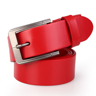 Niu dangjia benming year horse year red belt men's pin buckle belt first layer cowhide benming red qiji red 1253 110cm