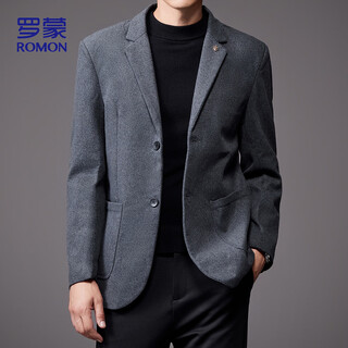 Romon woolen suit men's spring and autumn business casual single suit coat warm jacket men xf79 gray 2xl