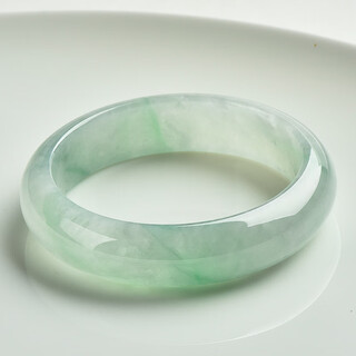 Private ice type floating green jadeite bracelet light green young burmese jade (processed) jade bracelet floating flower bracelet gift no. 56-57