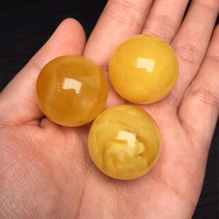 Fei'e natural raw mineral beeswax round bead clavicle chain single piece full of honey chicken oil yellow loose beads multi-treasure bracelet diy2.0 with beads picture color diameter 25+mm