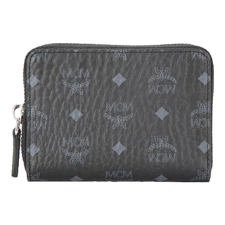 95% new mcm unisex gift box black artificial leather zipper wallet mylaavi03bk001