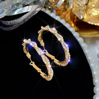 Quamer gold store style circle metal earrings fashion personality internet celebrity temperament earrings women's 2023 new trendy rings (silver needle)