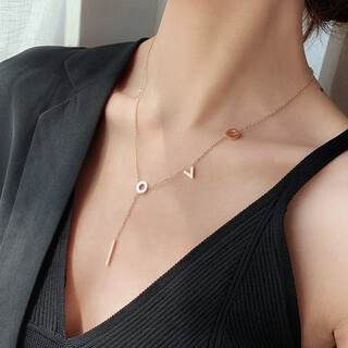 Libiao k gold love necklace for women au750 rose gold colored gold letter clavicle chain for valentine's day gift rose gold love necklace