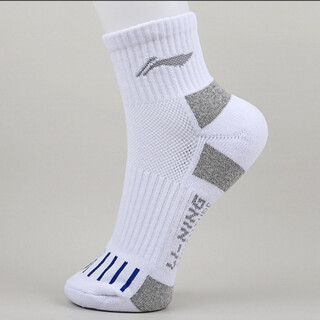 羽毛球袜 羽毛球运动袜中筒毛巾底男款运动袜运动袜店内有售 白灰色