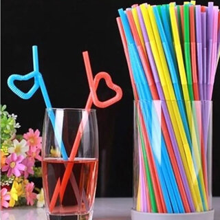 Lan yin disposable straws colorful art elbow handmade food grade plastic household drinking stars 100 count - colorful art straws - 26cm quantity x 1