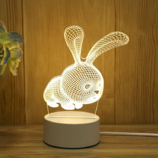 I think i dream creative 3d night light student gift gift bedroom table lamp usb cartoon rabbit usb model cold light warm light neutral light