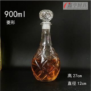 Changyin red wine bottle, white wine bottle, wine set, wine bottle storage, sealed wine bottle, decanter, foreign wine bottle, red wine bottle, glass empty bottle, rhombus shape 900ml