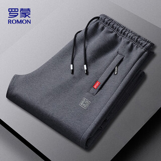 Romon casual pants men's autumn trendy straight warm pants men's versatile sports elastic sweatpants t1053 gray xl