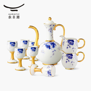 Yongfengyuan yongfengyuan warm rose 12-head wine set, ceramic wine set, white wine glass, gift box, 12-head wine set