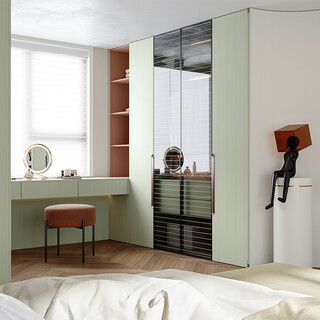 Oubli whole house customized wardrobe, integrated bedroom wardrobe, walk-in cloakroom, swing door, large wardrobe, corner storage cabinet, customized gold, actual payment can be deducted from the equal amount.