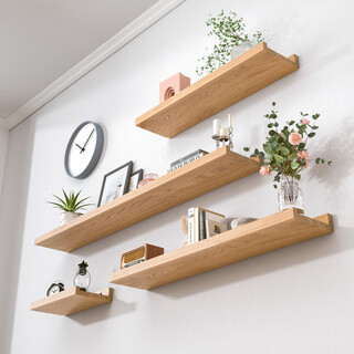 Litai solid wood wall storage rack wall hanging book wall wall partition shelf restaurant background wall wooden wall hanging flat board huhui-log color 15cm four-piece set