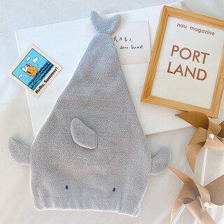 Daily cute shark style hair drying cap, absorbent, comfortable and skin-friendly, does not strangle the head, thickened lazy hair drying cap, shark drying hair cap