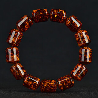 歌盼 海南孤品老料黄花梨手串 炫影炫纹大规格桶珠手链 送礼男女士款佛珠 桶珠留疤18mm 18mm