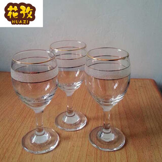 Huazi white wine glass, two liang frosted glass, white wine, red wine, goblet, wine glass, two liang and half wine glass, 125ml gold rim wine glass, 6 pieces r31 gold rim (same style)