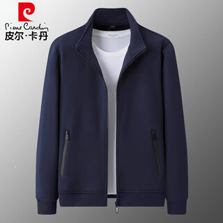 Pierre cardin cardigan sweatshirt men's spring and autumn thin middle-aged and elderly dad sports coat pure cotton casual long-sleeved t-shirt men's jacket dark blue spring and autumn l/recommended 100-115jin jin equals 0.5 kg