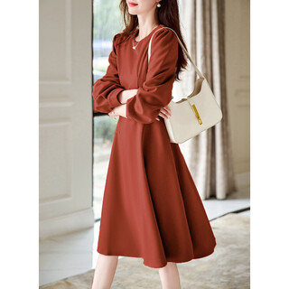Demana temperament collection spring and autumn round neck waist bubble knitted a-line dress for women mid-length