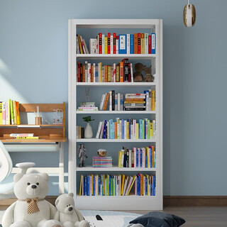 Yuzheng yuzheng home student modern simple library multi-layer floor-standing storage rack steel simple library bookshelf pearl white single-sided six-layer 2 meters high 1m long main shelf