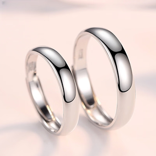 Bindao pt950 platinum glossy men's ring, fashionable imitation platinum single silver tail ring for men and women couples, chinese valentine's day gift, pure silver + thick platinum plating + anti-oxidation layer, 2g, narrow version for women, 3mm