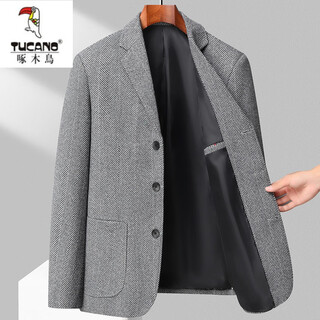 Woodpecker (tucano) autumn thick herringbone wool suit middle-aged men's business casual wool suit jacket men's single western top gray 170/m