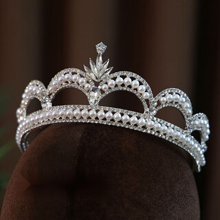 Shijun (shijun) birthday crown tiara korean princess adult gift 2023 crystal imitation pearl bridal main wedding dress crystal pearl crown + veil
