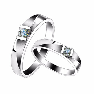 Xingmei jewelry fashionable diamond model platinum pt950 couple diamond ring wedding proposal diamond ring pair ring men's and women's wedding ring 18k gold platinum genuine rose color gold set with 10 points diamond platinum weighs about 3 grams