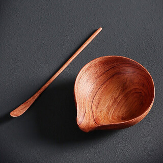 Qi chief solid wood creative tea household zen rosewood tea lotus awakening teaspoon two-piece set kung fu tea set tea ceremony accessories rosewood tea-wuhua