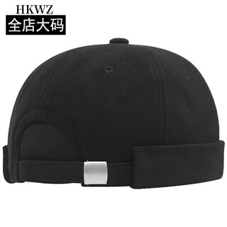 Hkwz melon skin hat for men, suitable for big heads, full-sealed landlord hat, seasonal plus velvet, large men's beanie hat, trendy black, l one size fits all (approximately 55-59c)