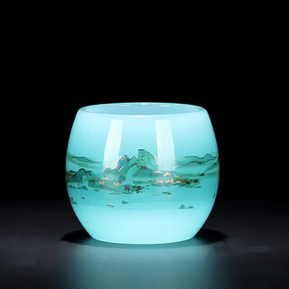 Jingdezhen tea set complete set of high-end qianli jiangshan light luxury white jade glazed tea set chinese style household jade porcelain high qianli jiangshan master cup-tianlan