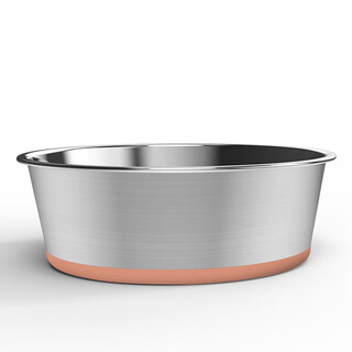 Auman lisa pet bowl full bottom silicone non-slip thickened stainless steel dog bowl medium-sized dog bowl large dog anti-knock over bb orange bottom xl-recommended pet weight 150jin jin is equal to 0.5 kg