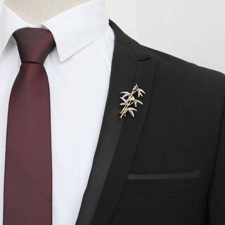 Xifei men's brooch gentleman's bamboo corsage pin two-color suit overcoat clothing accessories business casual accessories