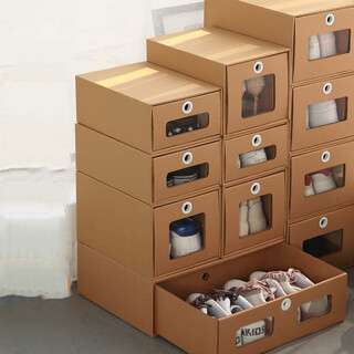 Transparent shoe box, shoe storage box, paper box, paper drawer-type high-heeled shoes, boot storage and folding household l, universal for women's shoes, 6 rings within 40 yards