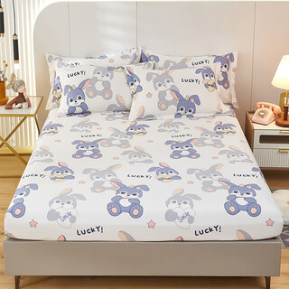 Avon ting cotton fitted sheet single piece 1.2m1.5m1.8m double student dormitory cartoon fitted sheet mattress cover clockwork rabbit 150x200cm pure cotton fitted sheet