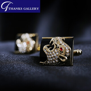 Thanks overseas original imported light luxury crystal cufflinks swarovski korean version personalized creative snow leopard cuff cuff nails french shirt cuff nails custom engraving gift box packaging gold