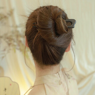 Bai shilin simple ebony u-shaped hairpin for women new chinese style high-end hairpin ancient style hanfu headdress hairpin black